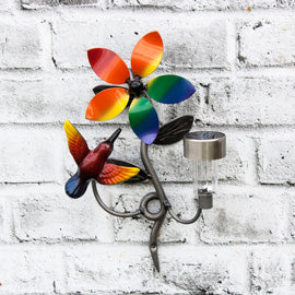 LGBTQ+  Home Decor Colourful/Colorful Metal Hummingbird with Solar Light For Walls with Pride Flag Color