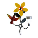Outdoor/Fence Decor Metal Flower with Hummingbird  Solar Light For Exterior