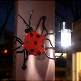 Solar Light Lady Bug For Fences Or Walls: Wall-mounted Metal Lady Bugs