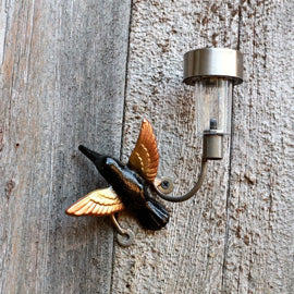 Metallic Hummingbird and Solar Light For Walls, Fence and Home Decor Metal Art