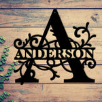 'A' Monogram - Personalized Split Letter Family Name Metal Wall Art