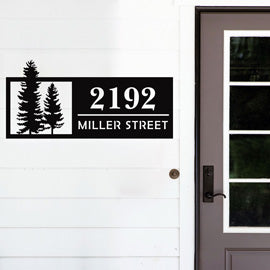 Custom Pine Trees House Number Metal Address Sign