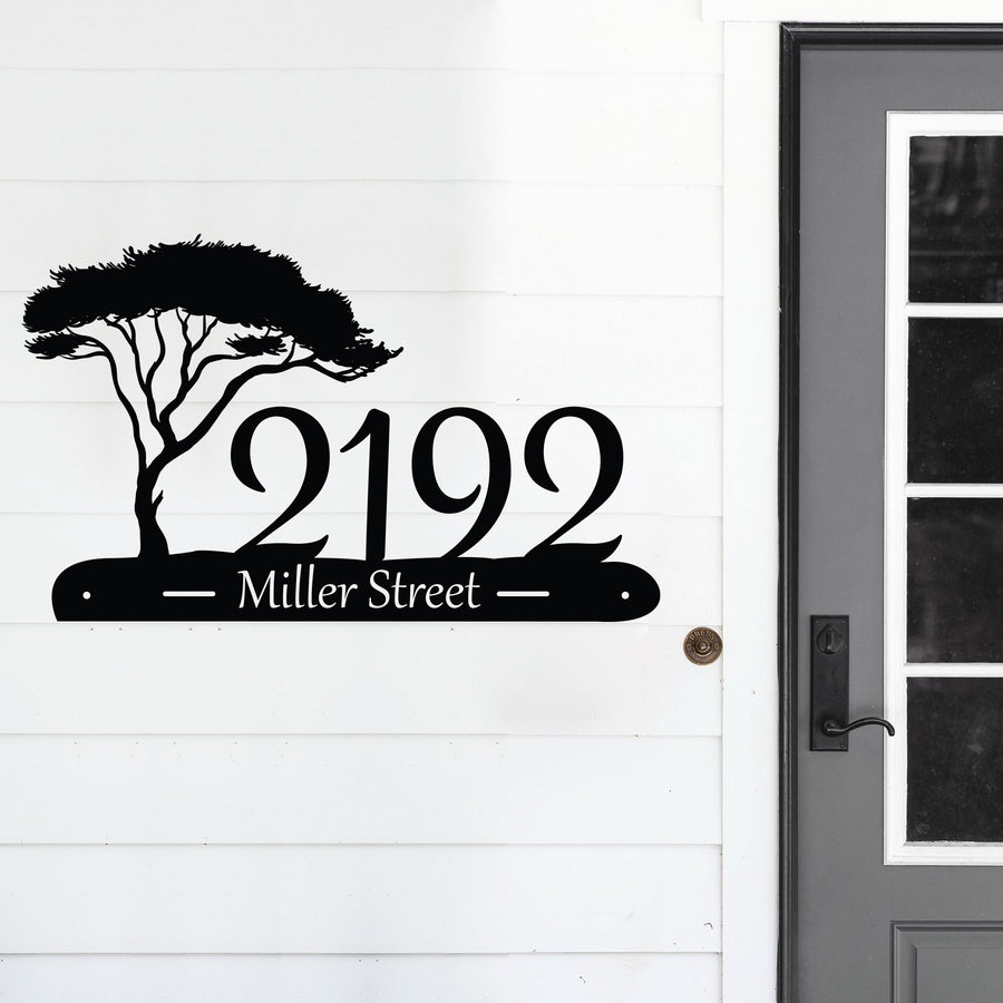 Custom Street Name Address Sign with Tree