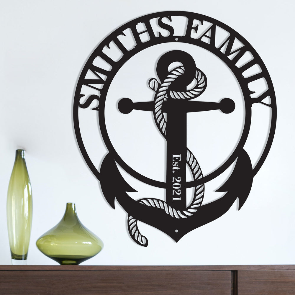 Personalized Anchor Metal Name Sign | Home Décor