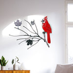Metal Red Cardinal Wall Art Maple Leaf Outdoor Indoor Wall Décor
