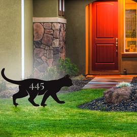 Cat House Number Sign - Custom Home Address Sign