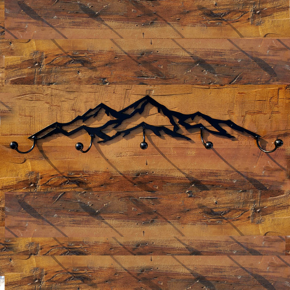 Metal Wall Art - Metal Mountains with hooks, Great for Coats and Towels, Great Housewarming or Birthday Gift