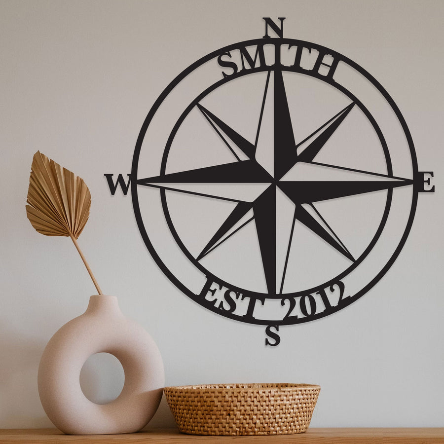 Personalized Compass Metal Sign - Home Decor - Metal Wall Art