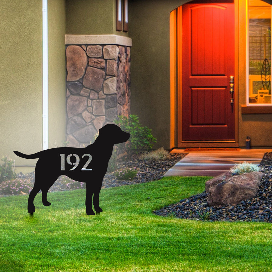Personalized Dog Silhouette House Number Plaque - Custom Address Sign