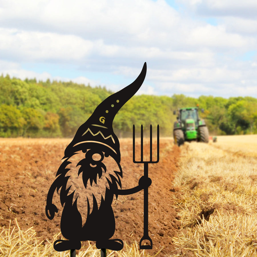 Metal Lawn Gnome Farm Statues Outdoor Décor Collection - Farmer G