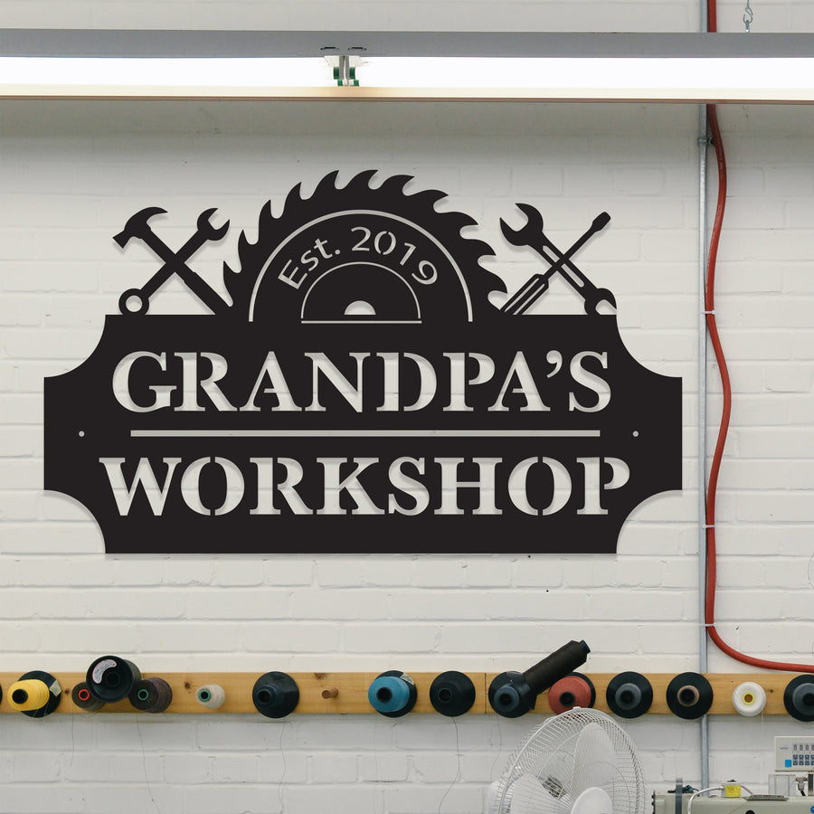 Personalized Workshop Sign Metal Wall Art