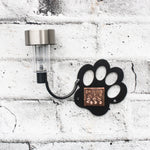 Memorial Dog Paw Personalized Solar Light: Dog Memorial Metal Wall Art c/w Solar Light + Copper Plaque Custom Engraved Made By Practical Art