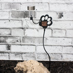 Dog Memorial Metal Art Paw Print Garden Stake, with Solar Light (Custom Engraved Plaque Available)