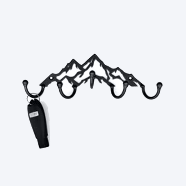 Mountain scape with five key hooks metal art