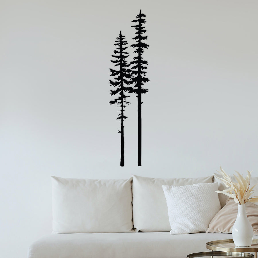 Two Metal Wall Art Pine Trees