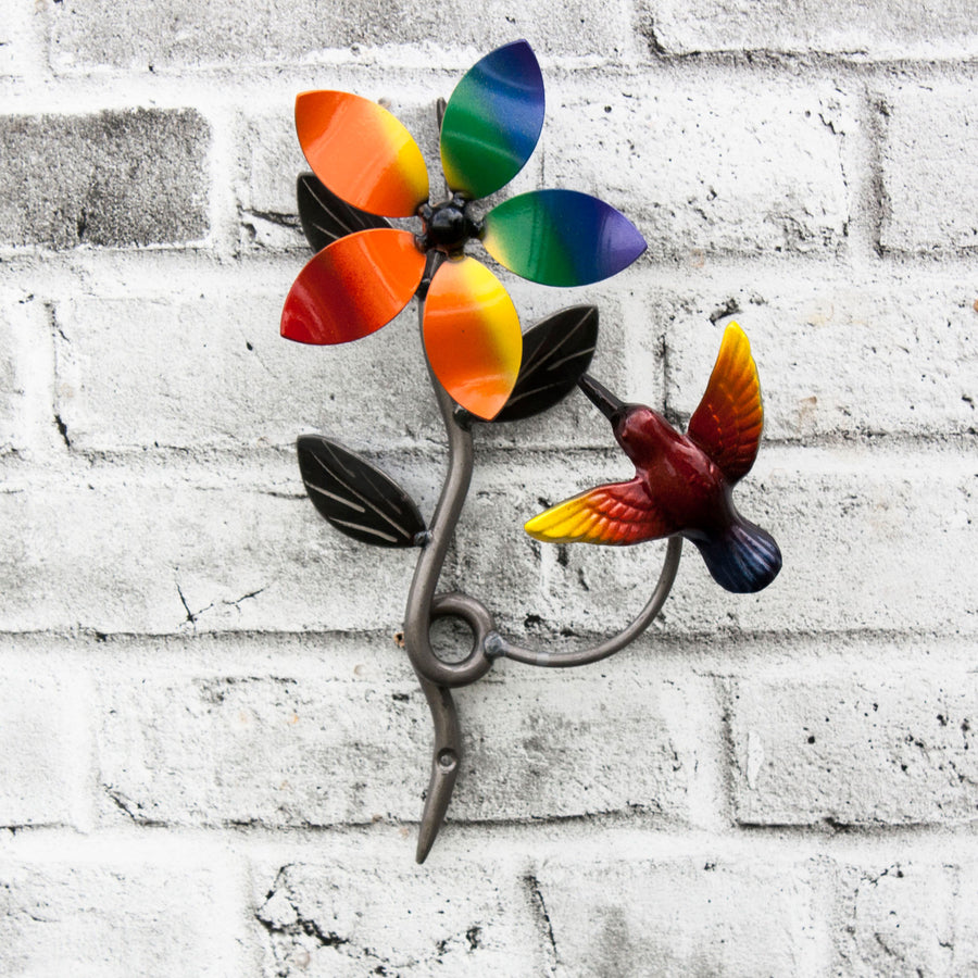 LGBTQ+  Décor Wall Mounted Clear Metal Flower Vine And Humming Bird  with Pride Flag Color