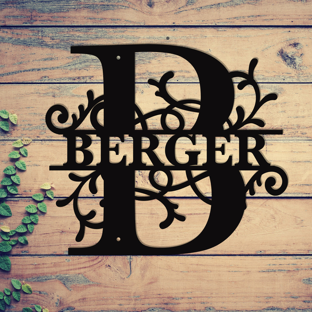 "B" Personalized Split Letter Monogram - Family Name Metal Wall Art