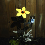 Single Flower with Solar Light on Garden Stake. Garden ornament