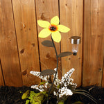 Single Flower with Solar Light on Garden Stake. Garden ornament