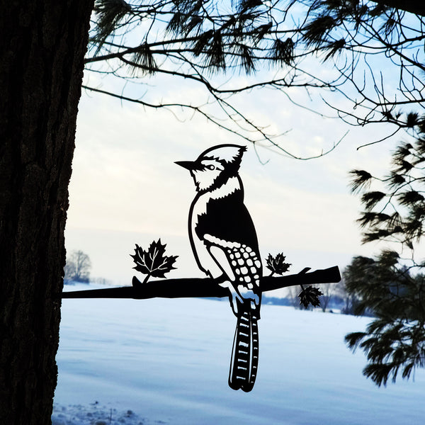 Blue Jay Metal Bird Outdoor Decor | Practical Art