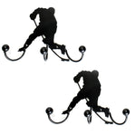 Hockey Metal Wall Art Hooks/Award Displays: Hockey Sticks Metal Art Gift For Hockey Coach. Set Of 2 Wall Mounted Medal Holders For Coats!