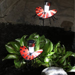 Solar Light Ladybug On A Garden Stake: Metal Art Flying Lady Bugs On Stakes