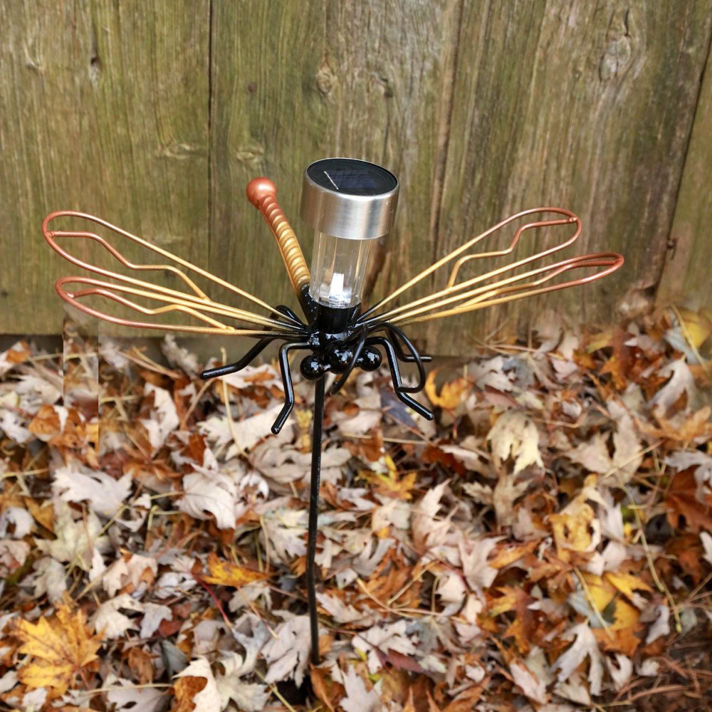 Large Dragonfly Solar Light On A Garden Stake Garden Decor + Yard Art = Housewarming Gift & Or Birthday Gift Metal Art Made By Practical Art