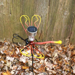 Dragonfly With A Solar Light On A Garden Stake: Large Wall-mounted Metal Art Dragonflies