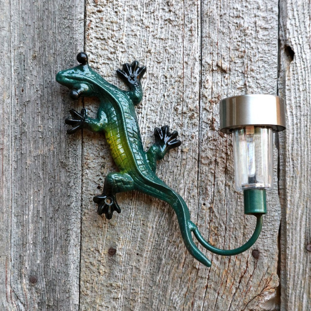 Metal Gecko Lizard Solar Light Yard Art Garden Decoration = Reptile Lovers Gifts. Birthday Present, Housewarming Gift! Decor For Home/Office
