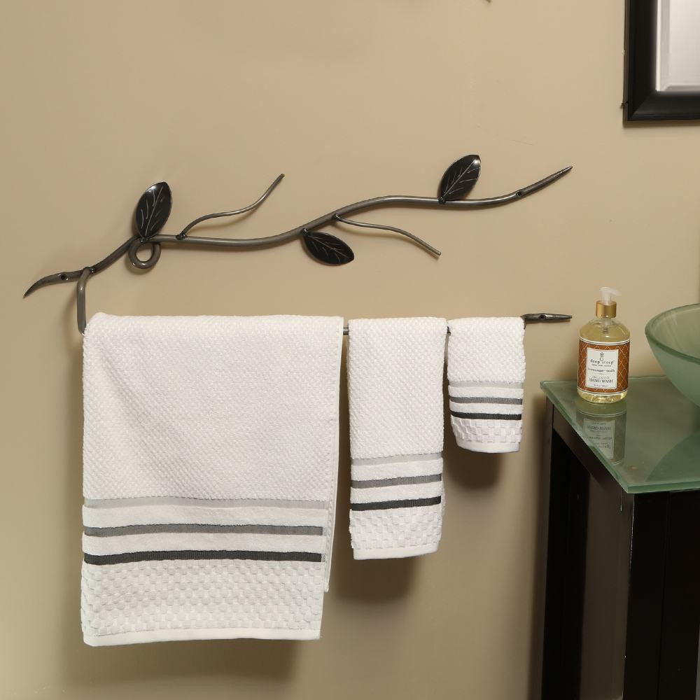 Ornamental Vine Towel Bar - Large: Wall-mounted Decorative Metal Art Towel Bars