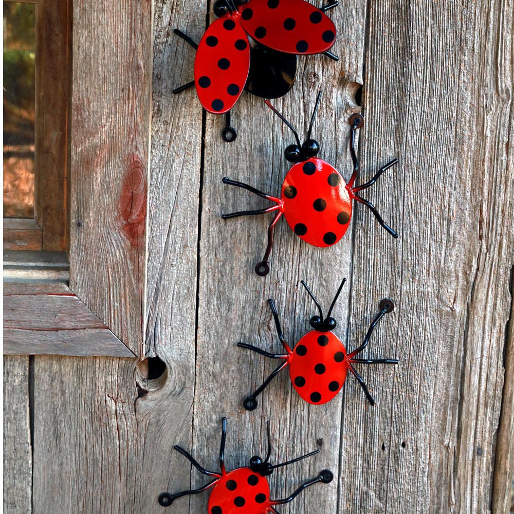 Metal Ladybug: Ladybugs Exterior And Interior Decor! Small Ladybug Metal Wall Art For Fences, Walls. Novelty Gifts + Garden Décor/Yard Art
