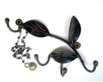 Leaf Hook: Metal Wall Art Decorative Hand-etched Leaves On A Vine With 4 Hooks For Keys And Jewelry