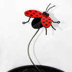 Attractive Metal  Ladybug with Garden Stake Flying lady bug design