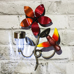 Hummingbird on Right with Flower Solar Light | Metal Wall Art | Home Decor