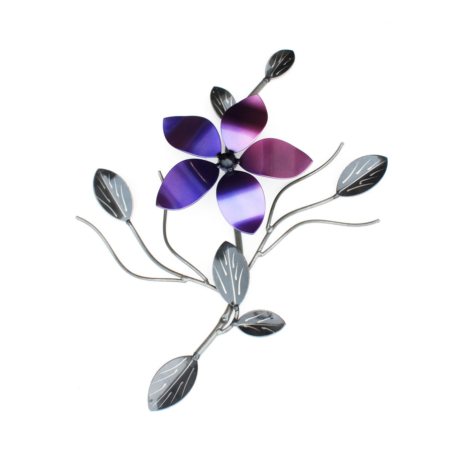 Metal Flower On A Single Vine : Metal Flowers On Vines = Wall-mounted Decor ̸ Décor