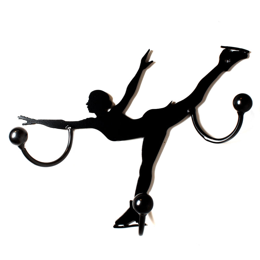 Figure Skating Wall Decor Metal Wall Art. Skating Coach Gift & Skaters Award Holder, Wall Mounted Metal Art With Hooks Made By Practical Art