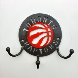 Metal Wall Art Key Hooks and Holders for Toronto Raptors Fans with Colored Basketball Home Decor