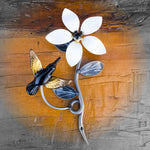 Wall Mounted Clear Metal Flower Vine And Humming Bird